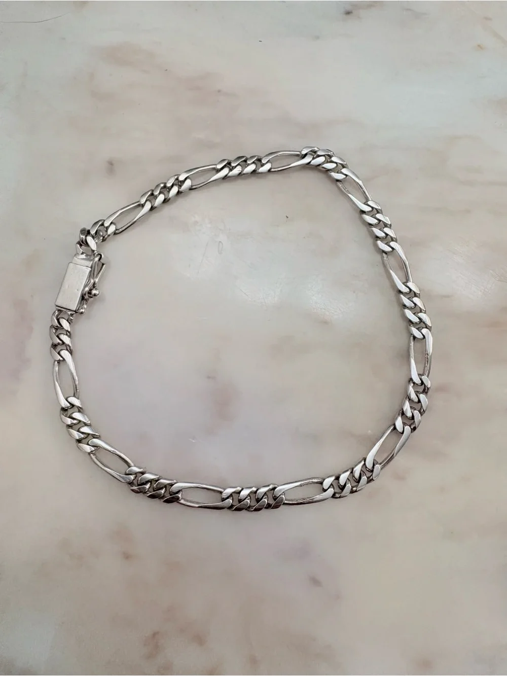 925 Sterling Silver Vintage Mexico Signed Figaro Link Bracelet 8.75 A+ Unisex
